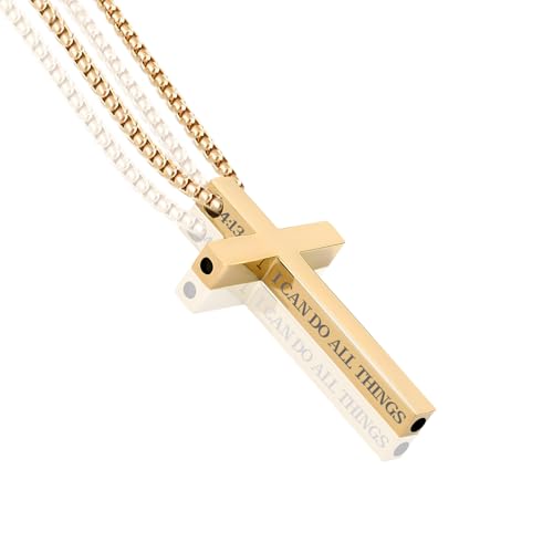 Cross Breathing Necklace to Quit Smoking for Men & Women – Stainless Steel Anxiety Relief Necklace, Stop Smoking Inhaler, Breathlink & Noluva Inspired Design,Gold4:13
