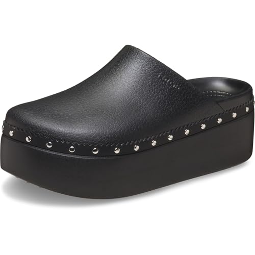 Crocs Womens Dylan Platform Clog Mule Platform Shoes for Women Black Studded 8