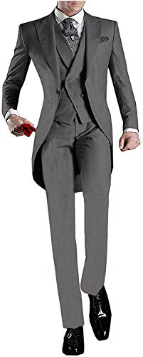 Men's 3 Piece Suit Tailcoat Slim Fit Tuxedo One Button Suit Blazer Jacket & Vest & Pants2