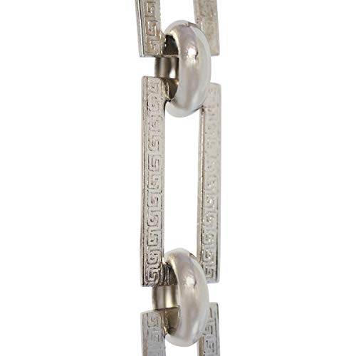 Image of RCH Hardware Decorative Polished Nickel Solid Brass Chain for Hanging, Lighting - Rectangles with Greek Key Design and Unwelded Links (1 Foot)
