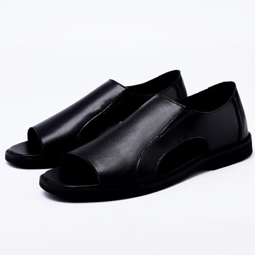 MILDSEVEN Men's Black Handmade Fashion Sport Sandals, Open Toe Casual Summer Fisherman's Shoes, Slip on Soft Beach Shoes2