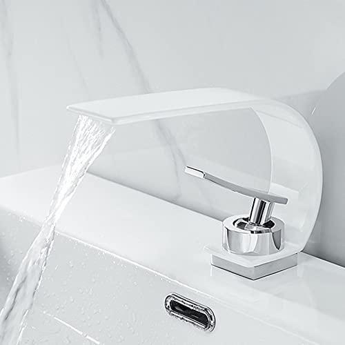 Mitigeur de lavabo en laiton massif blanc, robinet cascade de luxe durable