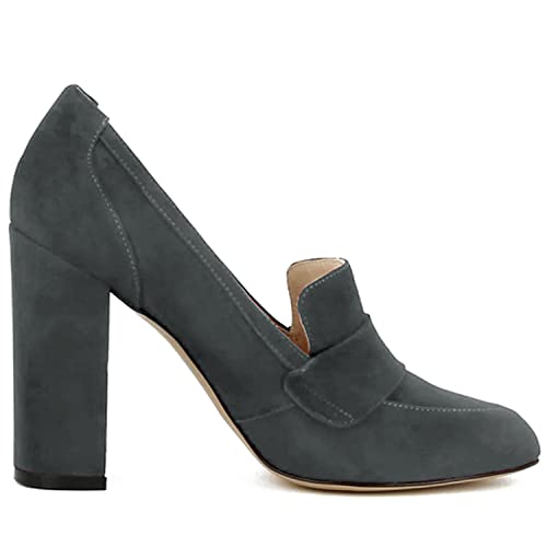 Image of MOOMMO Women Chunky Block Heel Pumps Closed Round Toe Slip On Oxford Loafers Shoes High Heels Snakeskin Work Pump Suede Loafer for Office Ladies Classic Formal Business Professional Fall 4-13 M US