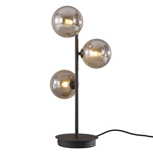 Magiroz Mid Century Modern Table Lamp Smoky Grey Glass Globe