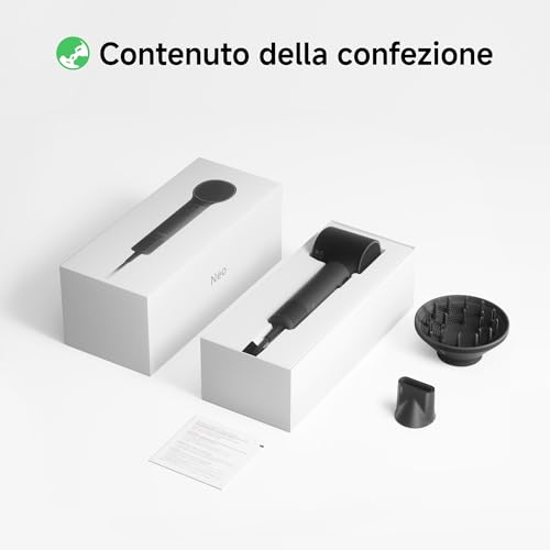 Laifen Neo Asciugacapelli Ad Alta Velocità Con Motore Brushless Da 110.000 Giri/Min, 200 Milioni Di Ioni Negativi, Controllo Intelligente Della Temperatura, 2 Ugelli Magnetici(Nero) - 10