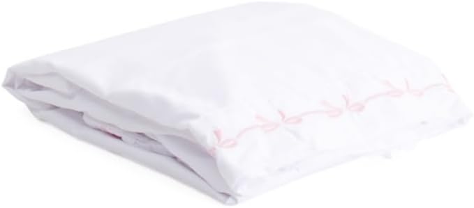 London Kaye シーツセット(ピンクのリボン刺繍トリム、ツイン)。