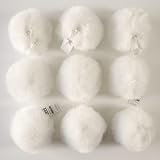Woolous Faux Fur Pom Poms Balls, Fluffy White Faux Fur Pompoms Balls with Elastic Loop for Hats Shoe