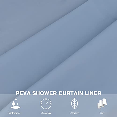 Qidordour Shower Curtain Liner, Bathroom Shower Curtains Set With Hooks, 71" X 71" Waterproof Peva Bathtub Curtain With Magnets, Bath Tub Shower Stall Curtains For Hotel, Gym, Dorm, Toilet, Grey Blue #TOP1
