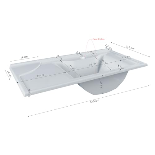 Gabinete Banheiro Lotus com 2 portas Espelheira e Cuba Branco/ripa 3d
