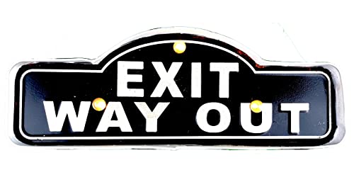 DiiliHiiri Retro Luminous Outlet Sign - Vintage LED Sign for Wall Decoration 1950s, Exit Way Out Black