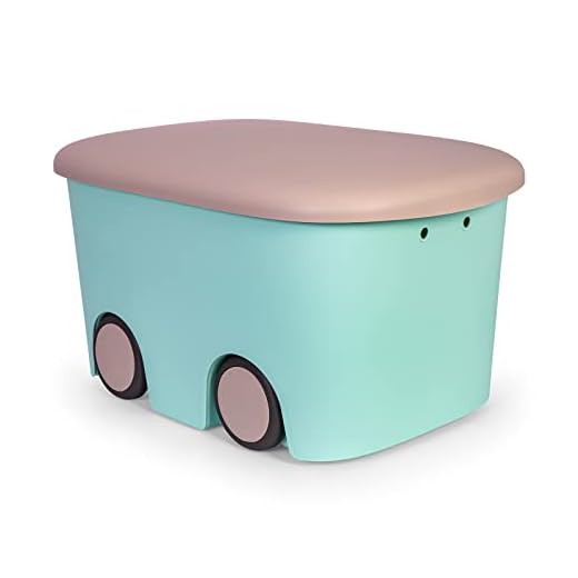 PracticDomus Multibox Kids - Caja de Ordenación Multiusos Infantil 45L con Ruedas (Pastel Menta)