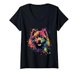 Femme Chien Eurasier T-Shirt avec Col en V
