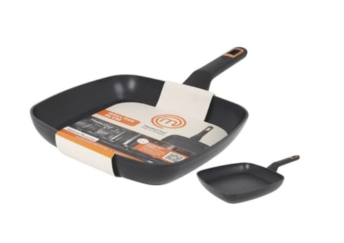 MasterChef Sartén Aluminio Forjado - con Revestimiento Ceramico | Antiadherente, Duradero, Resistente - Con 2,5 mm de grosor | Apto para Gas, Eléctricas, Vitrocerámica e Inducción (Grill - 26 cm)