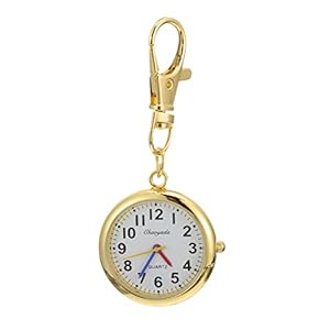 Balacoo Sleutelhanger horloge vintage ronde zakhorloge sleutel ring horloge hanger (goud)