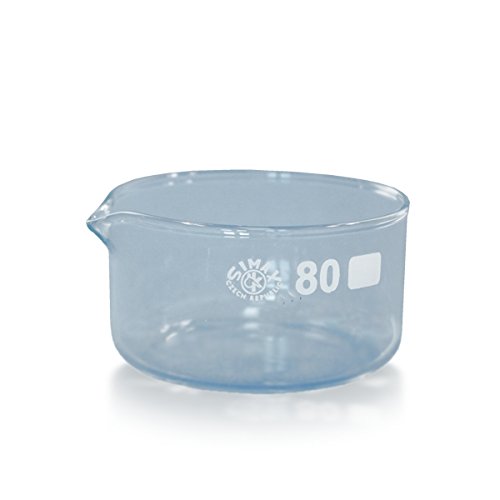 10 x Kristallisierschale 150 ml aus Borosilikatglas 3.3 mit Ausguss DIN 12338 - Höhe 45 mm - Ø 80 mm - Abdampfschale