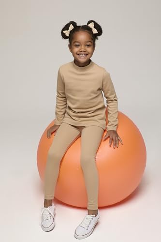Image of Lilax Girls' Basic Long Sleeve Mock Turtleneck Cotton T-Shirt