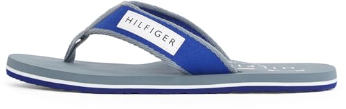 Tommy Hilfiger Chanclas Hombre Patch Beach Sandal con logotipo, Gris (Overcast Grey), 40