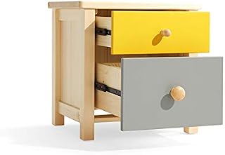 XCXDX Two-drawer Bedside Table, Stylish Contrast Color Storage, Wooden Nightstand For Bedroom, Apartment
