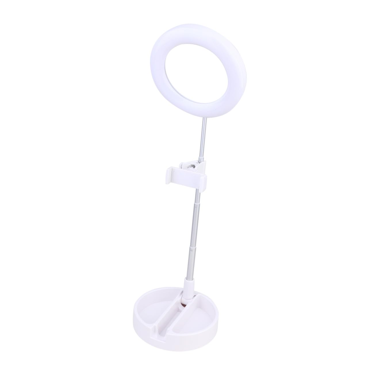 SHINEOFI Luce ad Anello per Selfie LED Lampada per Trucco con Supporto per Cellulare Luce LED Regolabile Lampada da Tavolo per Bellezza e Fotografia Bianco