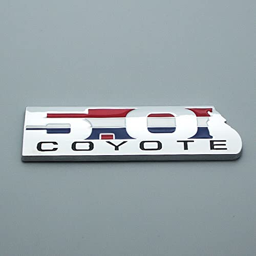 Image of 2 Pc 5.0 Coyote Emblem 3D Badge V8 5.0L Howling Sticker Nameplate Logo Fit for 150 (Silver)