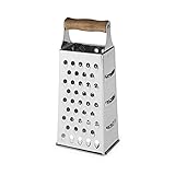 Twine Acacia Wood Handled Cheese Grater, Stainless Steel Grater, Citrus Zester, Reinforced Base, Vintage Kitchenware