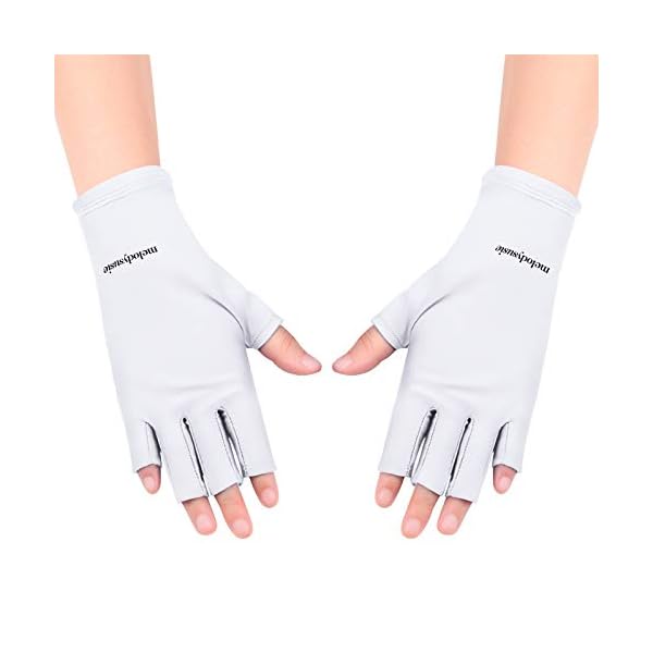 MelodySusie-Protection-UV-Glove-for-Nail-Lamp-Professional-UPF50-Gel-Manicure-Gloves-Nail-Art-Skin-Care-Fingerless-Anti-UV-Sun-Glove-Protect-Hands-from-UV-HarmWhite MelodySusie Protection UV Glove for Nail Lamp, Professional UPF50+ Gel Manicure Gloves, Nail Art Skin Care Fingerless Anti UV Sun Glove Protect Hands from UV Harm(White)