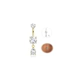 YADOCA 14G Piercing Ombligo Titanio Oro CZ Colgantes De Lágrima Anillos De Ombligo Joyería De Piercing De Ombligo