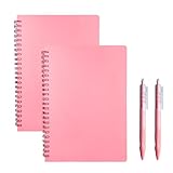YADUO Graph Ruled Spiral Notebook, 8.3' x 5.7', 2-Pack Aesthetic Grid Notepad for Writing, Engineering, Drawing, 200 pages of Thick Graph Paper for School&Work Supplies with 2 Gift Pens (Pink)