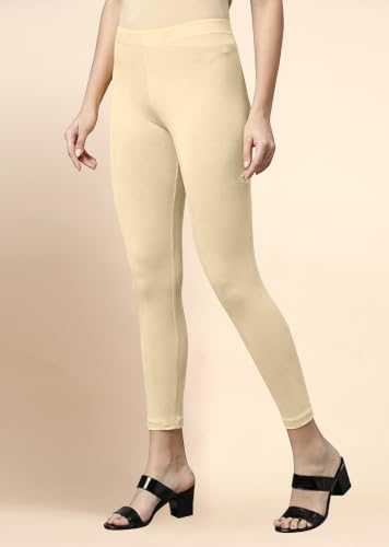 Image of TRENDMALLS Women's Microfiber Elastane Stretch Soft Cropped Leggings with Ultrasoft Waistband for Women