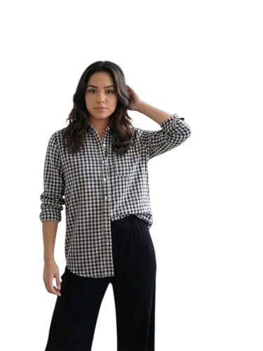 Image of OOMPH! Women Checked Smart Casual Shirt | Women's Gingham Check Shirts | Full Sleeve Button-Down Casual Westernwear for Women | Smart Fit Office Wear Top