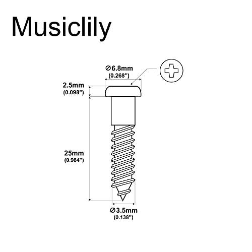 Musiclily Ultra 3.5x25mm Stainless Steel Pan Head Mounting Screws for Strat Style Electric Guitar Tremolo Bridge, Black (Set of 6) - Image 2