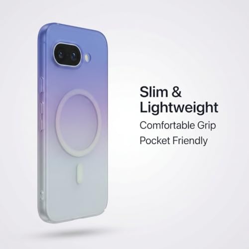 Image of amazon basics Paper Luxury Thin Case Cover for Google Pixel 9A | Matte Finish | Gradient Case, Shaded Color | Compatible with magsafe | (Pink White, Google Pixel 9A)