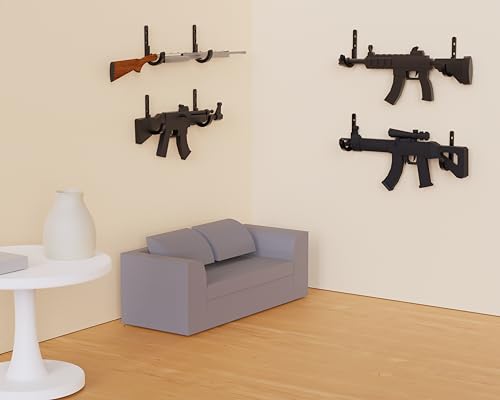 HEKAGURA Metal Gun Rack Storage Rifles Shotgun Hooks Wall Mount Hangers for Any Rifles Shotguns Archery Bow with Soft Padding and Heavy Duty Steel… (Black 3pair)