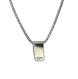 Spiritual Necklace, Religious Christian Silver Rectangle Hebrew Necklace Engraved with the Word Hine