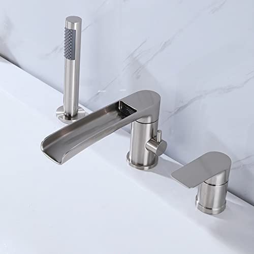 Robinetterie baignoire cascade or brossé 3 trous douche de bain