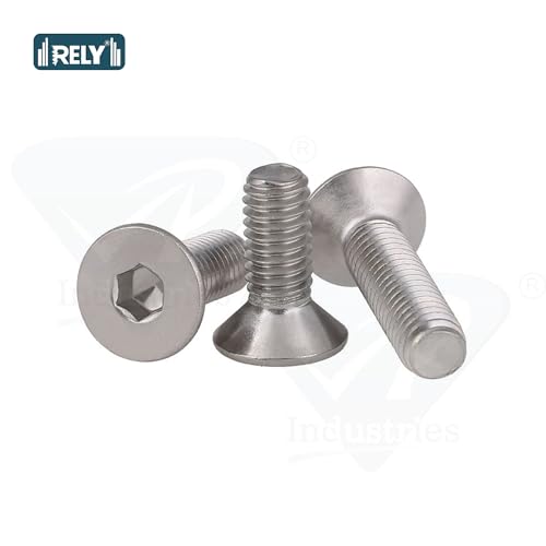 Image of Rely⇒VP INDUSTRIES (Pcs-25) M6x20 mm CSK Allen Head Screw Stainless Steel | Countersunk Allen Head Bolt with Allen Key 1 pc Free | Allen Key CSK Head Machine Screws