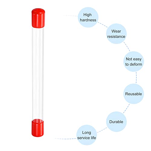 Image of PATIKIL Clear Rigid Tube Round Plastic Tubing with Red Rubber Caps Polycarbonate Water Pipe, 305mm / 12 Inch Length, 15mmx16mm /0.6 inchx0.63 inch, 1 Set