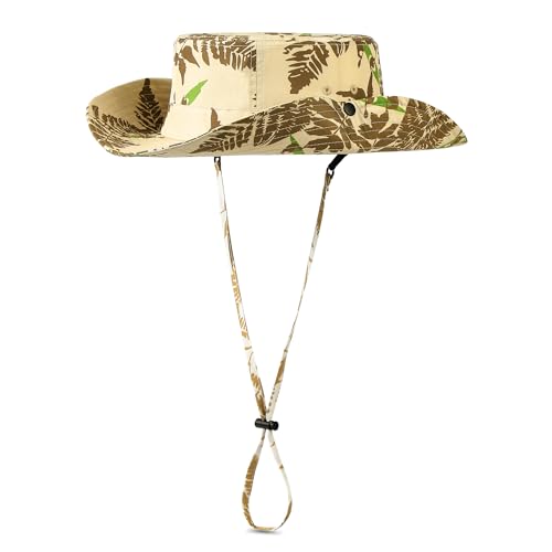Image of Printed Bucket Hat UPF 50+ Quick-Dry Breathable Sun Hat, Roll-Up Brim Boonie Hat with Adjustable Fit for Beach Hiking Fishing