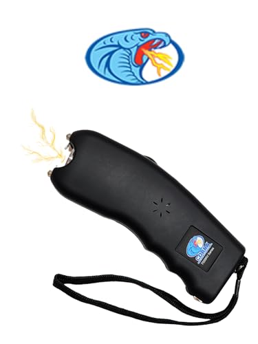 Cobra 007 Stun Gun (Black) - Flashlight - 7000KV or 7 000 000 Volts - Safety Pin Loud Siren - Self Defense - Protective Deterrent - Tactical Quick Response - Quick Emergency - Integrated Charger