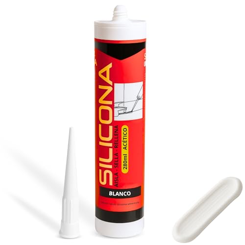 Silicona Universal, Silicona Multiusos, Sellador Universal Profesional, Apto Para Sellar Superficies No Porosas Y Con Contacto Con Agua, Incluye Cánula, Contiene 280 Ml, Color Blanco