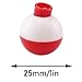 ZZHXSM 20PCS Red and White ABS Plastic Snap-on Fishing Floats Bobber 25mm/1in
