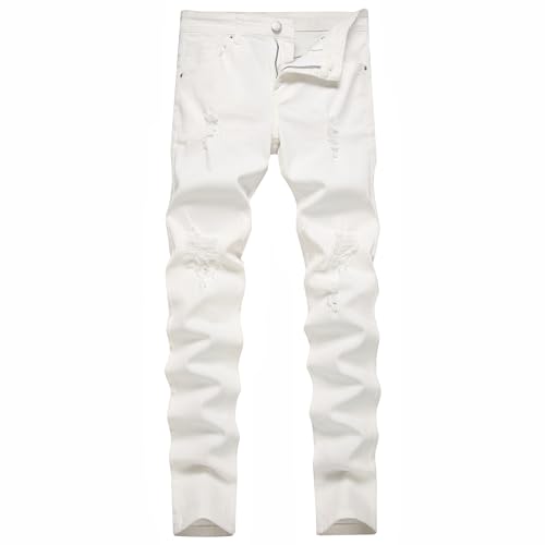 ABSECAI Men's Ripped Jeans Skinny Slim Fit Stretch Jeans Pant 32