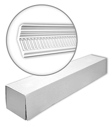 Corniches de prestige Profhome 150104 en polyuréthane aspect stuc traditionnel blanc