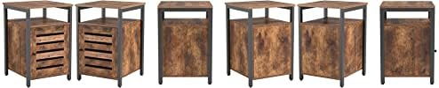 Industrial Style Wooden/Steel Rustic Bedside Nightstand Shelf Cabinet With Shutter Door Sofa Side Table End Table with Storage Drawer Table for Home Bedroom Living Room Rustic Brown Shutter Door