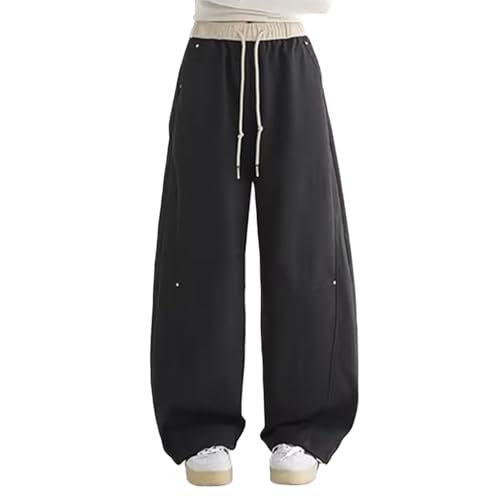 Pantalon de survêtement ample pour fille - Jambe droite - Bas ouvert - Élastique - Taille haute -...