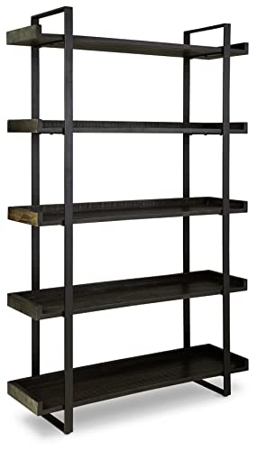 Signature Design By Ashley Kevmart Contemporary 5 Shelves Bookcase, Dark Brown & Black #TOP17