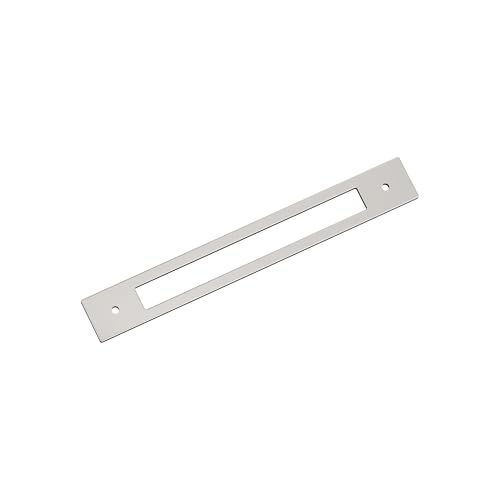 Image of Amerock Medora 7-9 /16 inch Polished Nickel Backplate | Decorative zinc cabinet hardware backplate designed to complement knobs and pulls while protecting cabinet surfaces