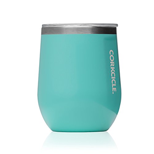 Corkcicle 12 oz Triple-Insulated Stemless Glass (Perfect for Wine) - Gloss Turquoise