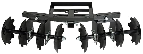 IMPACT IMPLEMENTS® Disc Plow Harrow with Weight Tray for ATV/UTV/Garden Tractors. Prep Soil, Cut Weeds & Clear Crop Remains.