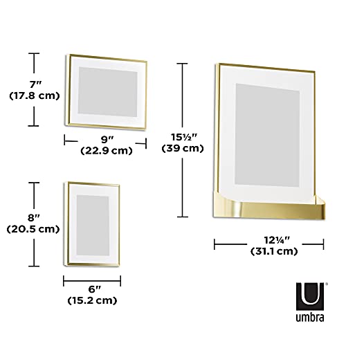 Umbra Matinee Gallery Picture Frame 5 Pack Set, 4X6, 5X7, 8X10, Brass #TOP1